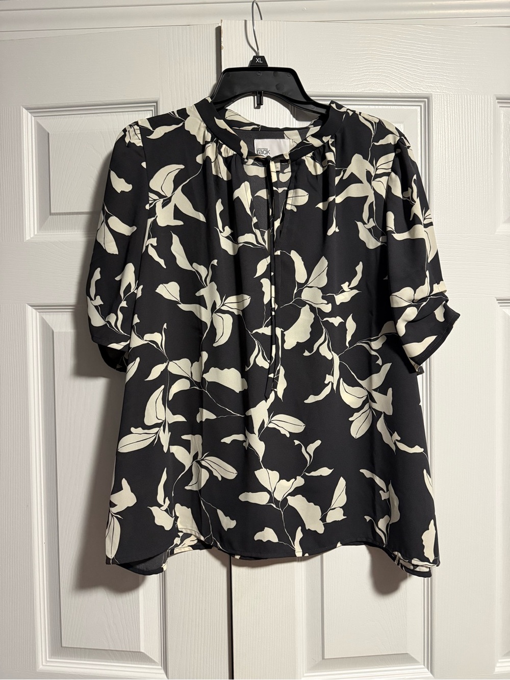 Charcoal Gray and Cream Floral Short-Sleeve Blouse - Nordstrom Rack